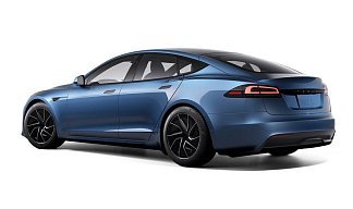 Tesla Model S Long Range (рестайлинг 2025) синего цвета 2025 года на 19 колёсах фото 3