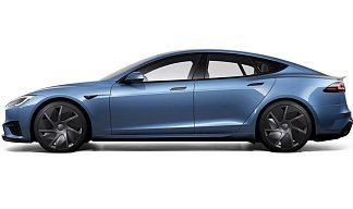 Tesla Model S Plaid (рестайлинг 2025) синего цвета 2025 года на 21 колёсах фото 2