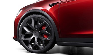 Tesla Model X Plaid красного цвета 2025 года на 22 колёсах фото 4
