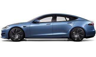 Tesla Model S Long Range (рестайлинг 2025) синего цвета 2025 года на 21 колёсах фото 2