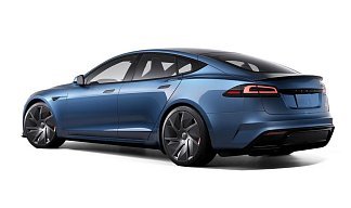 Tesla Model S Plaid (рестайлинг 2025) синего цвета 2025 года на 21 колёсах фото 3