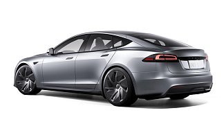 Tesla Model S Long Range (рестайлинг 2025) серебристого цвета 2025 года на 21 колёсах фото 3