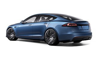 Tesla Model S Long Range (рестайлинг 2025) синего цвета 2025 года на 21 колёсах фото 3