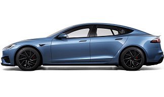 Tesla Model S Plaid (рестайлинг 2025) синего цвета 2025 года на 19 колёсах фото 2