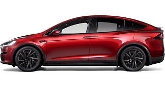 Tesla Model X Long Range (рестайлинг 2025) красного цвета 2025 года на 20 колёсах фото 2