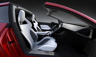 Tesla Roadster красного цвета 2025 года на 21 колёсах фото 5