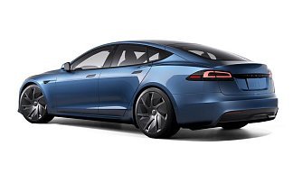 Tesla Model S Long Range (рестайлинг 2025) синего цвета 2025 года на 21 колёсах фото 3