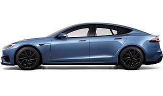 Tesla Model S Plaid (рестайлинг 2025) синего цвета 2025 года на 19 колёсах фото 2