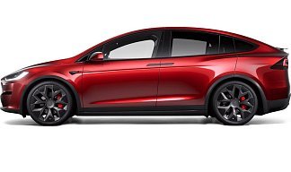 Tesla Model X Plaid (рестайлинг 2025) красного цвета 2025 года на 22 колёсах фото 2