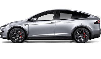 Tesla Model X Plaid (рестайлинг 2025) серебристого цвета 2025 года на 22 колёсах фото 2