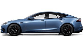 Tesla Model S Plaid (рестайлинг 2025) синего цвета 2025 года на 19 колёсах фото 2