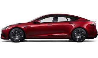 Tesla Model S Plaid (рестайлинг 2025) красного цвета 2025 года на 21 колёсах фото 2