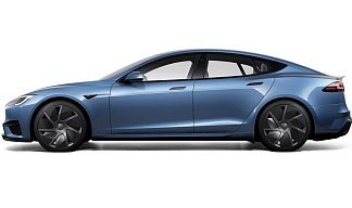 Tesla Model S Plaid (рестайлинг 2025) синего цвета 2025 года на 21 колёсах фото 2