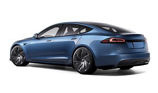 Tesla Model S Long Range (рестайлинг 2025) синего цвета 2025 года на 21 колёсах фото 3